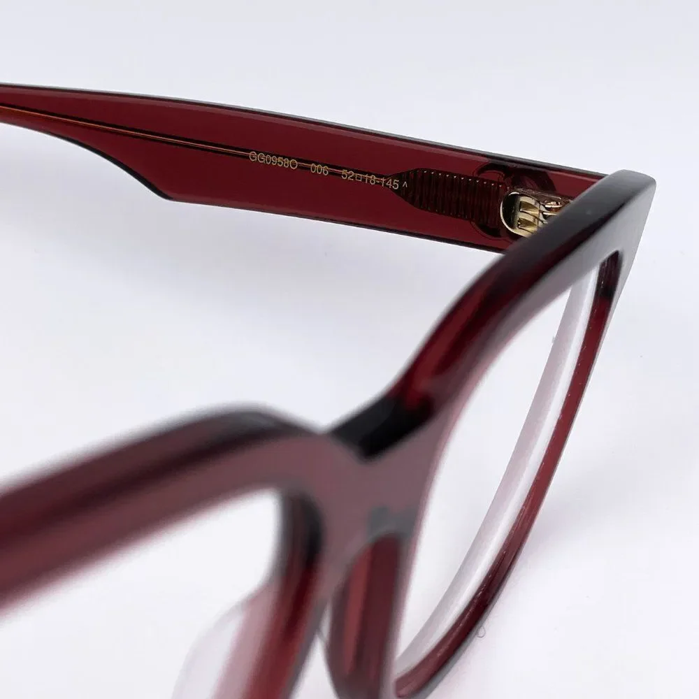 NEW  Gucci GG0958O 006 Burgundy Square Unisex Eyeglasses